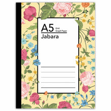 Load image into Gallery viewer, Accordian Fold Notebook A5 Variety of Flowers 5mm Grid | cho-044