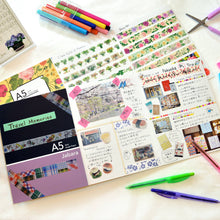 Load image into Gallery viewer, Accordian Fold Notebook A5 Variety of Flowers 5mm Grid | cho-044