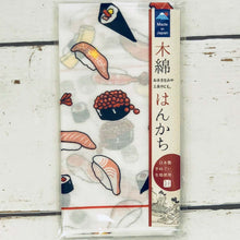 Load image into Gallery viewer, Cotton Handkerchief Sushi Illustration | hkc-003