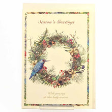 Load image into Gallery viewer, Greeting Card Christmas Card Classic Christmas Blue Birds and Lease | xcd-248