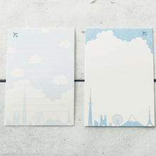 Load image into Gallery viewer, Postcard Pad News of Sky Blue - Clouds and Tokyo Silhouette | hgs-320