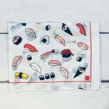 Load image into Gallery viewer, Cotton Handkerchief Sushi Illustration | hkc-003