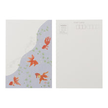 Load image into Gallery viewer, Seasons Postcard Mid-summer Greeting Summer Goldfish Light Blue 3 Sheets | npc-258