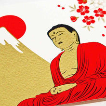 Load image into Gallery viewer, Greeting Card Christmas Card Silk Print Buddha and Fuji | jxcd-103