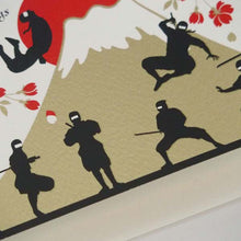Load image into Gallery viewer, Greeting Card Christmas Card Silk Print Ninja and Mt.Fuji | jxcd-120