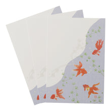 Load image into Gallery viewer, Seasons Postcard Mid-summer Greeting Summer Goldfish Light Blue 3 Sheets | npc-258