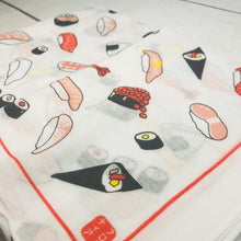 Load image into Gallery viewer, Cotton Handkerchief Sushi Illustration | hkc-003