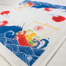 Load image into Gallery viewer, Kaya Fabric Cotton Dish Towel Mt.Fuji and The Treasure Ship and Red Snapper | Fkn-005