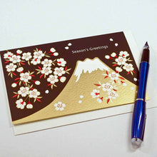 Load image into Gallery viewer, Greeting Card Christmas Card Silk Print Fuji and Sakura | jxcd-090