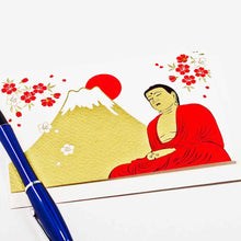 Load image into Gallery viewer, Greeting Card Christmas Card Silk Print Buddha and Fuji | jxcd-103