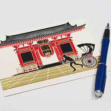Load image into Gallery viewer, Greeting Card Christmas Card Silk Print Kaminarimon and Rickshaw | jxcd-105