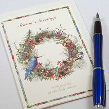 Load image into Gallery viewer, Greeting Card Christmas Card Classic Christmas Blue Birds and Lease | xcd-248
