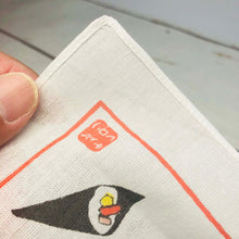Load image into Gallery viewer, Cotton Handkerchief Sushi Illustration | hkc-003