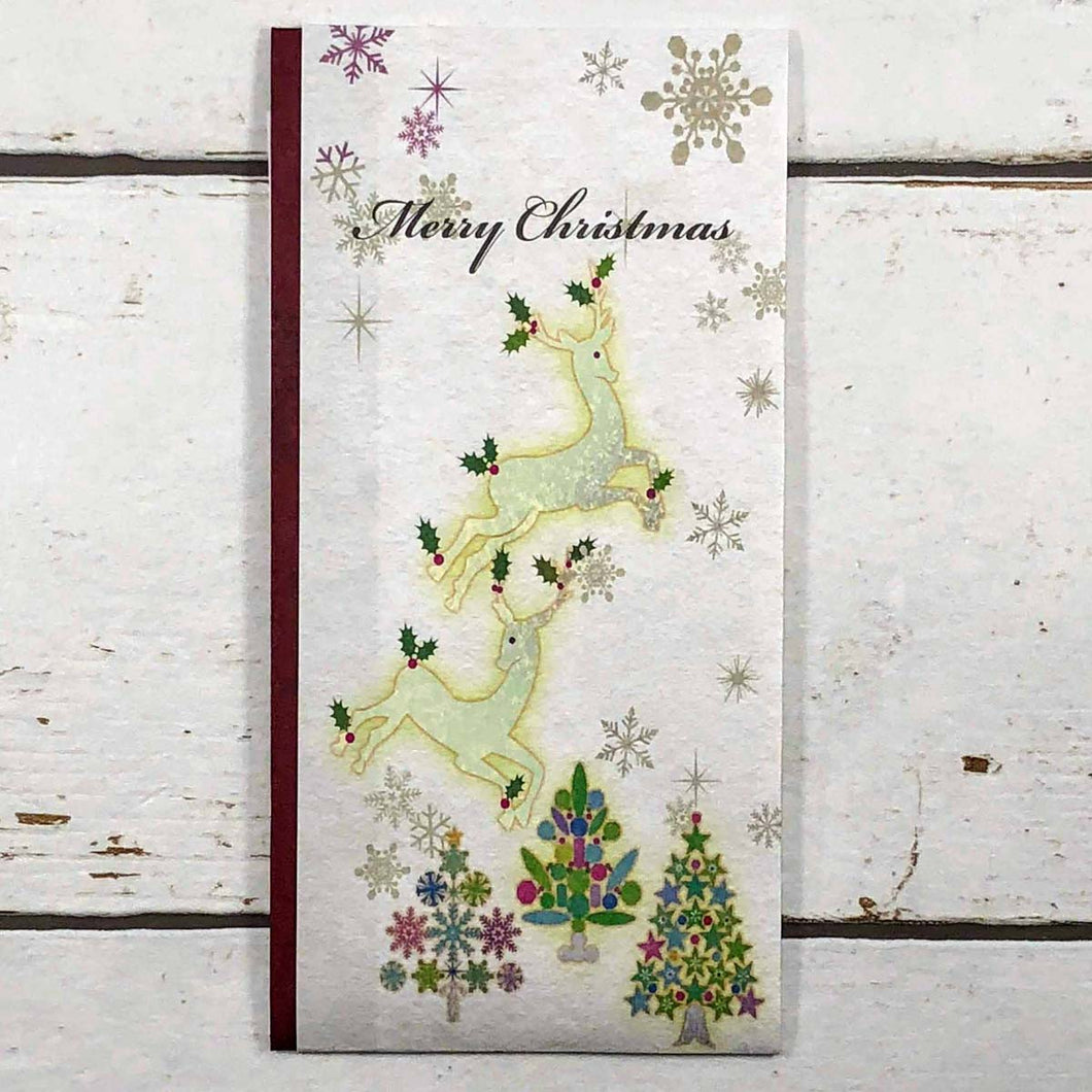 Multipurpose Japanese Traditional Money Envelope Christmas Reindeer and Tree | sg-215