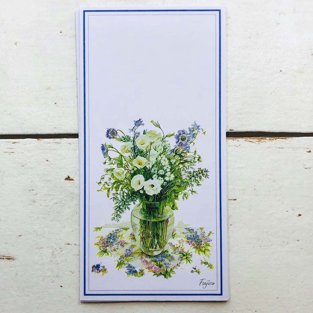 Envelope for a Gift of Money Fujico Hashimoto Blue Flowers Multipurpose | nsf-009