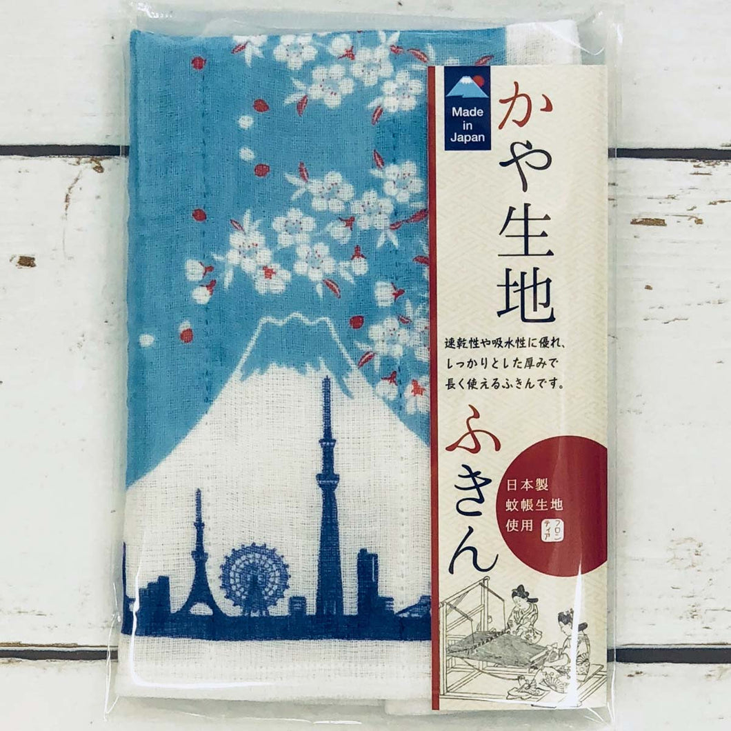 Kaya Fabric Cotton Dish Towel Mt.Fuji and The Cherry Tree | Fkn-006