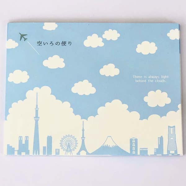 Stationery Paper Pad News of Sky Blue - Clouds and Tokyo Silhouette | pd-482