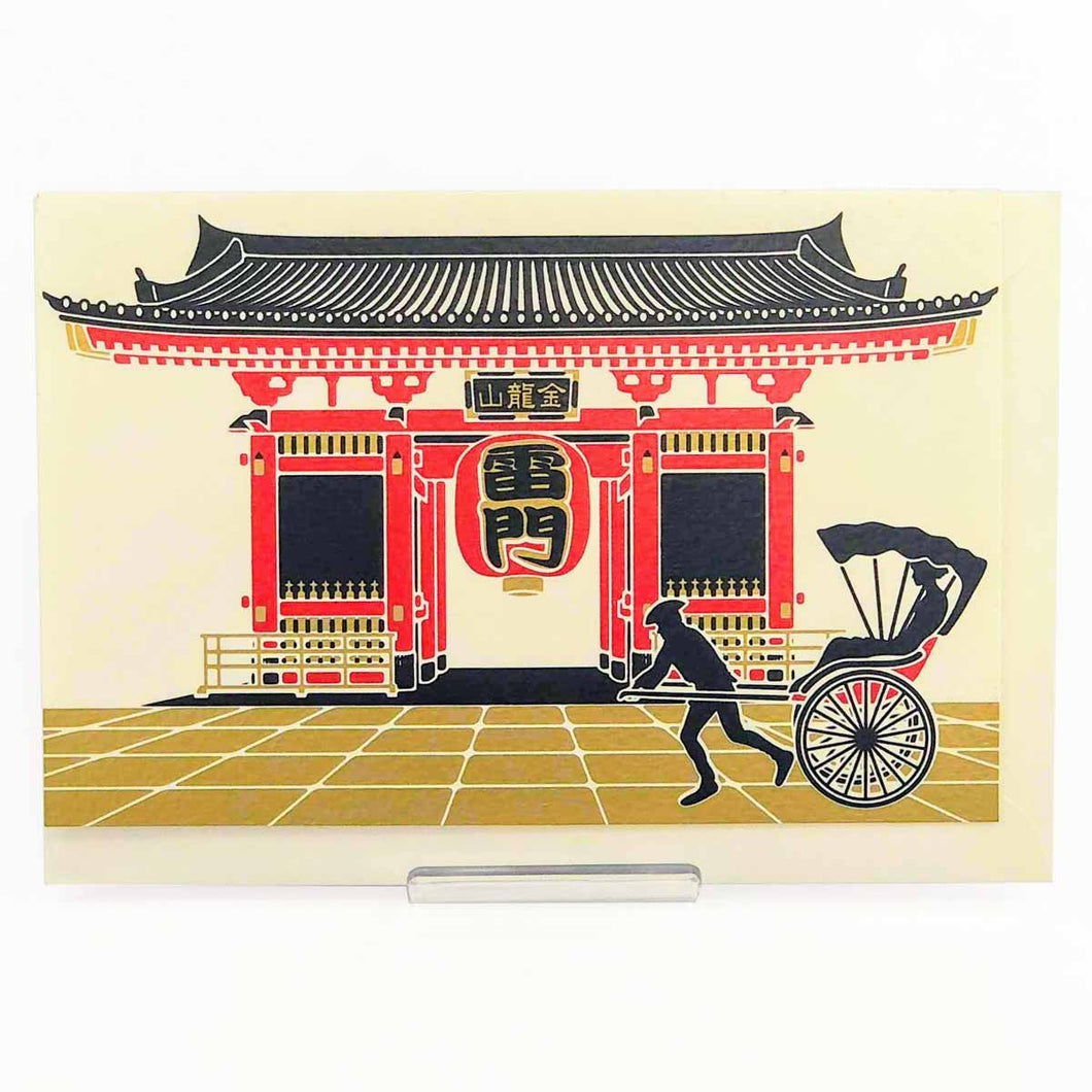 Greeting Card Christmas Card Silk Print Kaminarimon and Rickshaw | jxcd-105