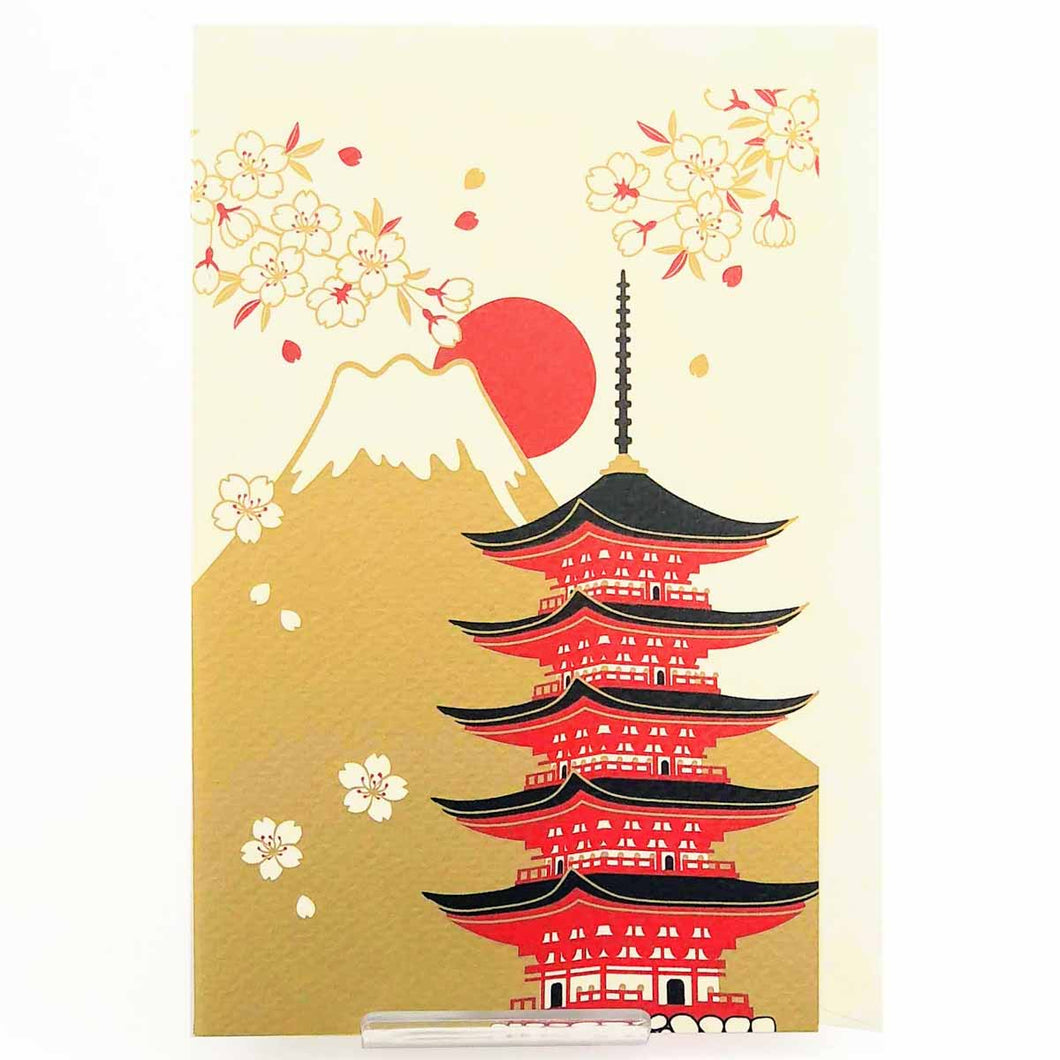 Greeting Card Christmas Card Silk Print Mt.Fuji and The Five-Story Pagoda | jxcd-110