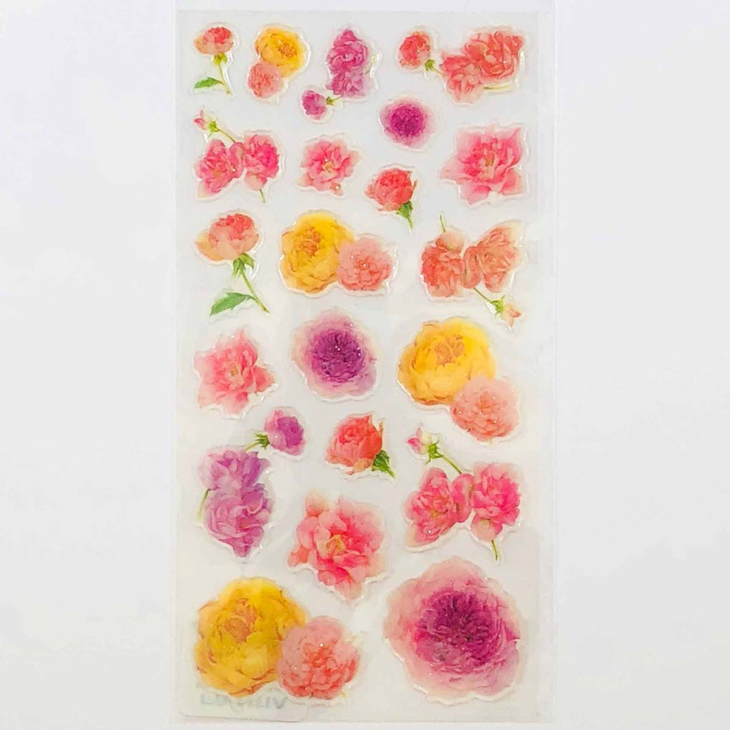 Sticker Clear Matte Yellow & Pink Rose | sl-156