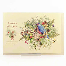 Load image into Gallery viewer, Greeting Card Christmas Card Classic Christmas Blue Birds and Lease | xcd-249
