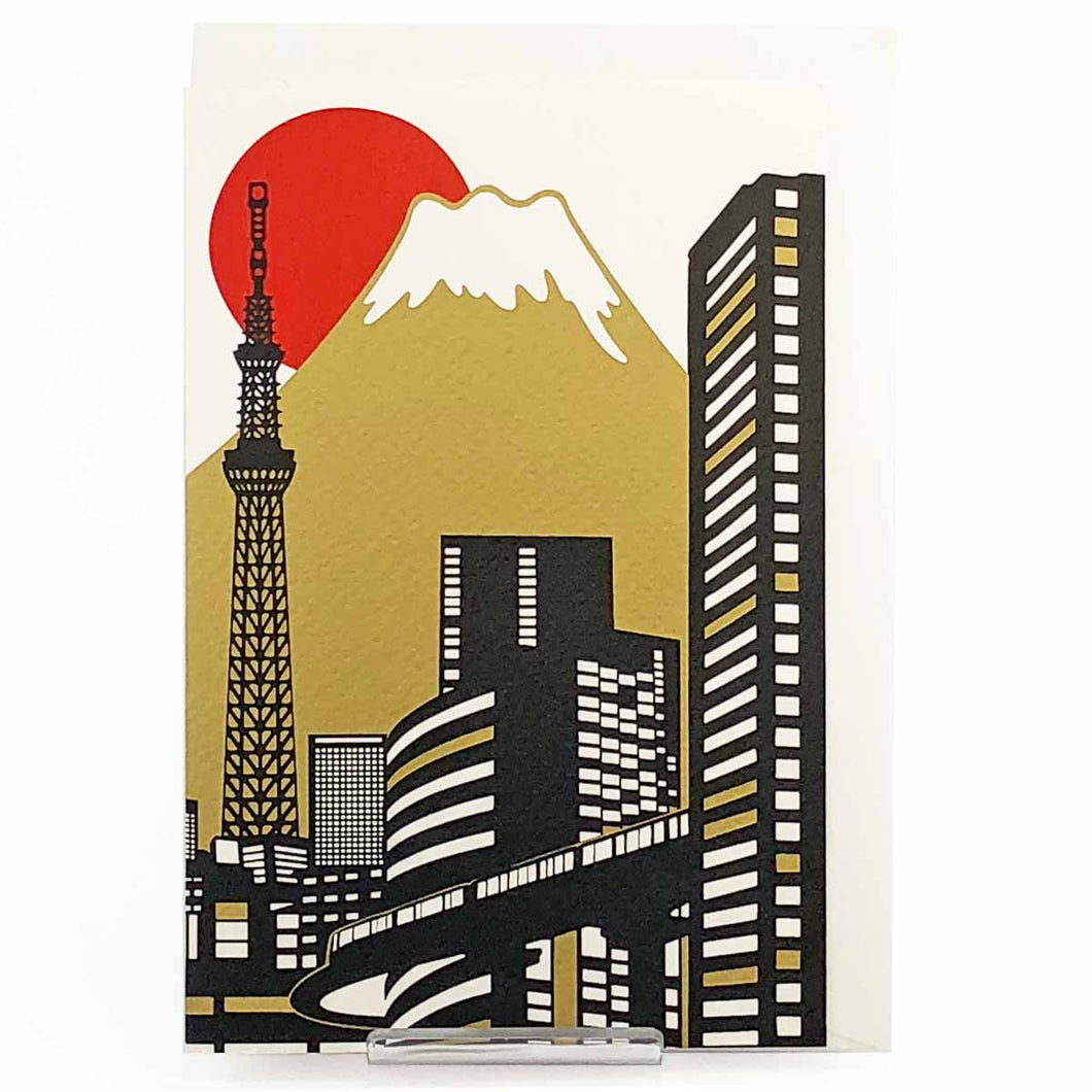 Greeting Card Christmas Card Silk Print Tokyo Mt.Fuji and Sunrise | jxcd-119