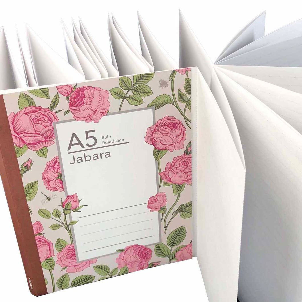 Accordian Fold Notebook A5 Pink Rose 7mm Ruled | cho-043