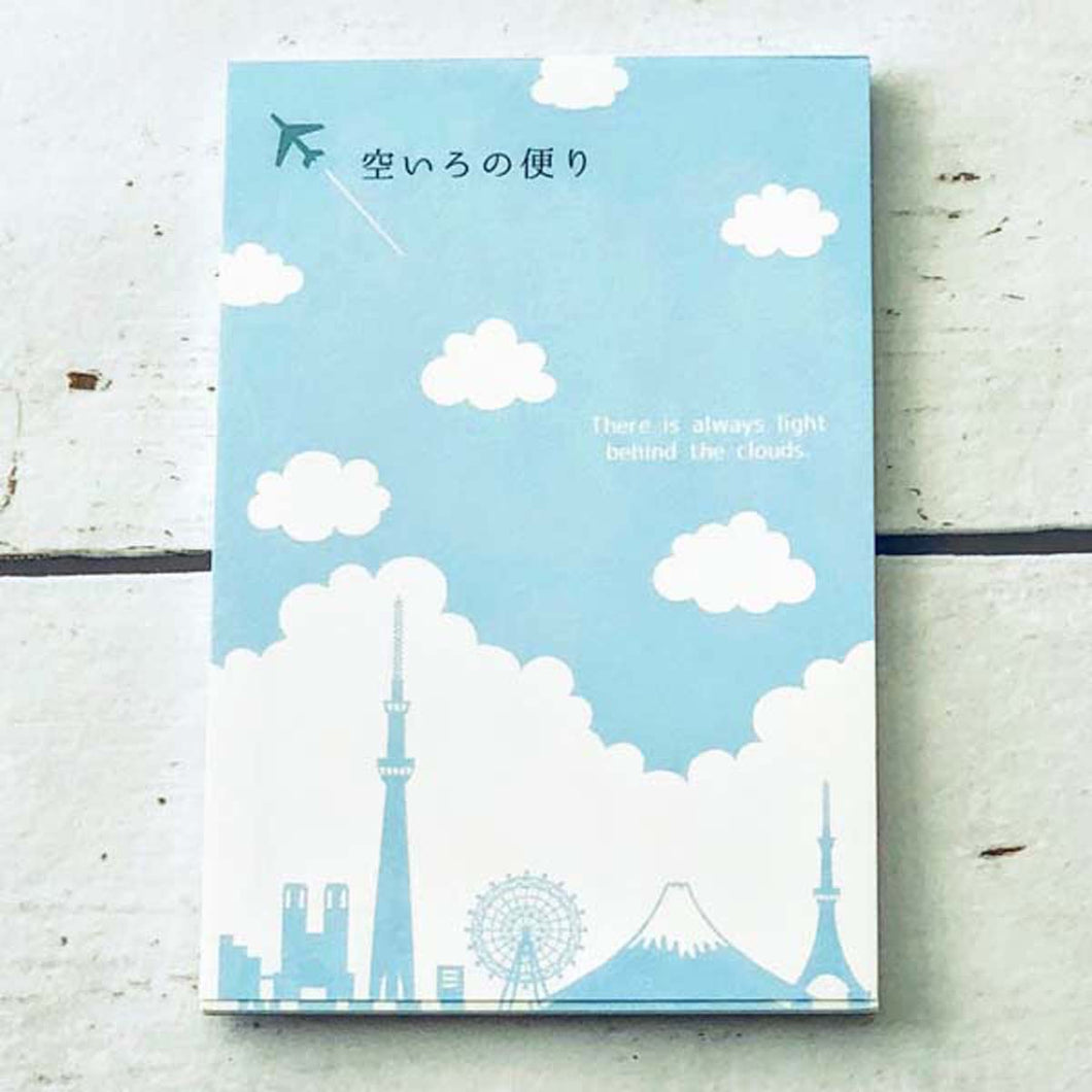 Postcard Pad News of Sky Blue - Clouds and Tokyo Silhouette | hgs-320