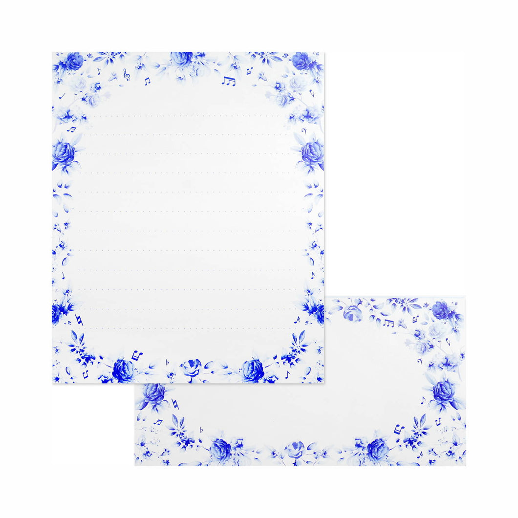 Stationery Paper and Envelopes Set Blue Rose | lst-238