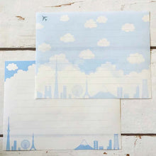 Load image into Gallery viewer, Stationery Paper Pad News of Sky Blue - Clouds and Tokyo Silhouette | pd-482
