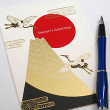 Load image into Gallery viewer, Greeting Card Christmas Card Silk Print Mt.Fuji and Cranes | jxcd-089
